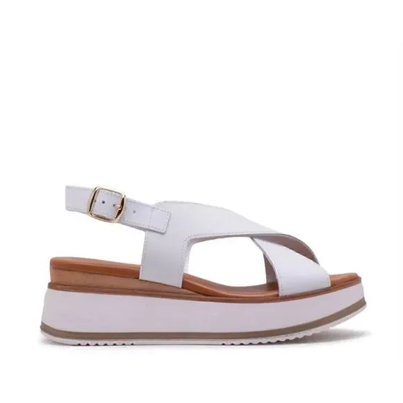 Michele Lopriore Milano Women Platform Strappy Sandals Brown White Leather EU 37 - Picture 3 of 12